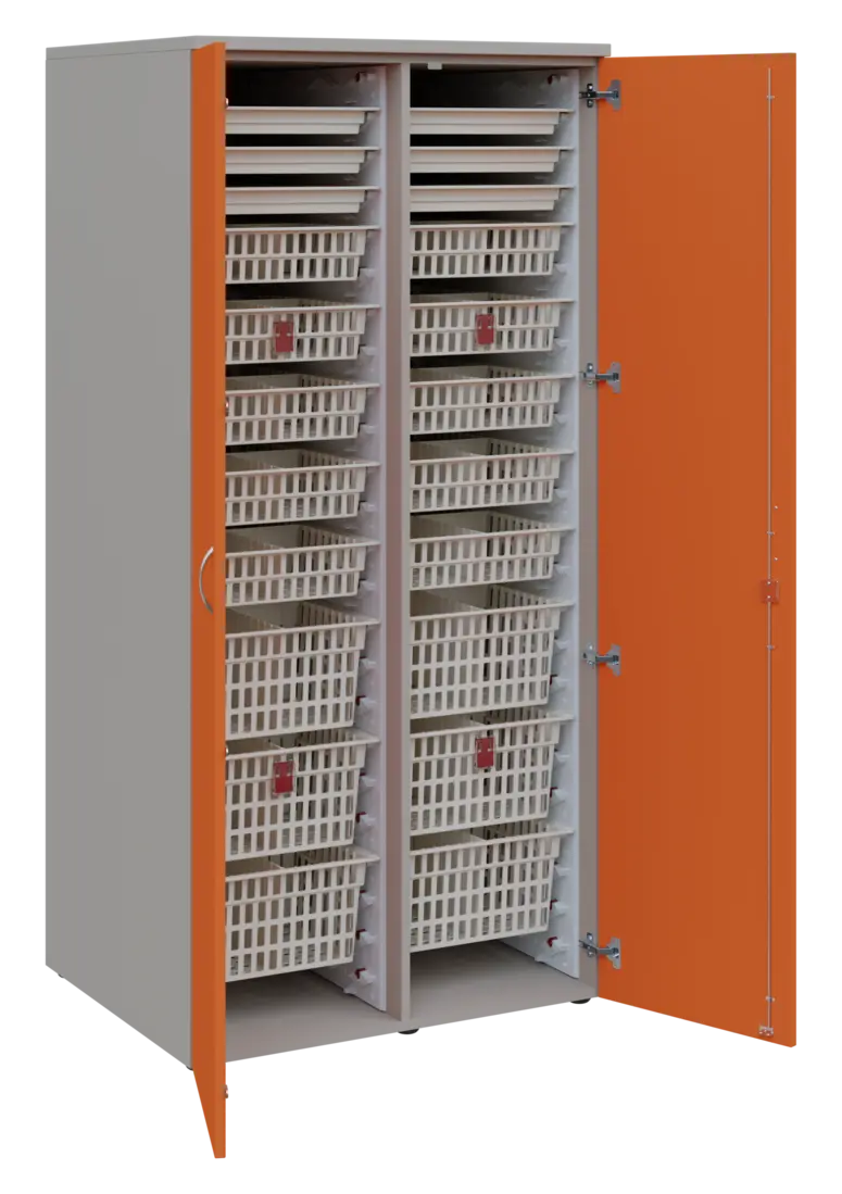 EUROMEDICA D - 90 ABS skříň léková boxová, 2-dveřová, 1950x900x735, korpus šedý, dvířka mandarinka
